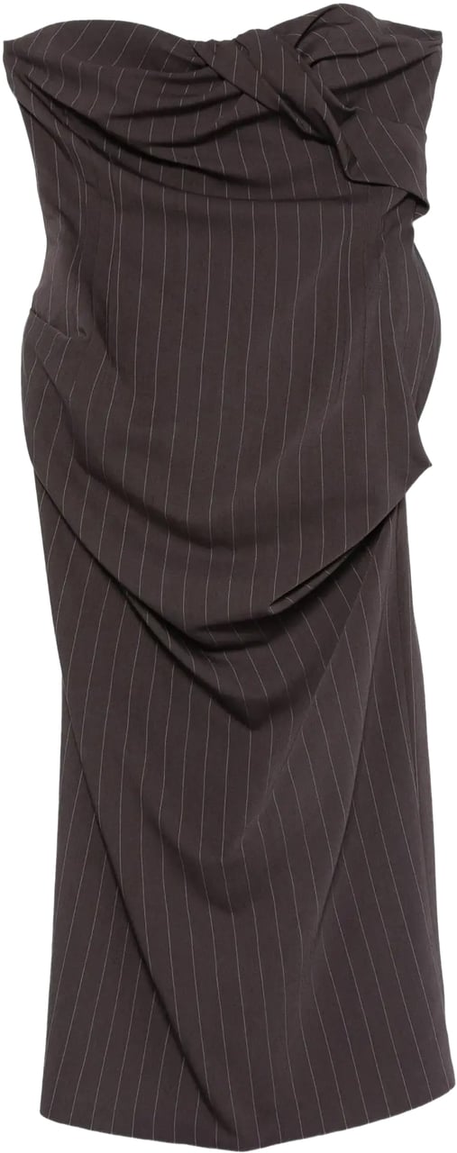 Magda Butrym Dress 16 Brown Stripes Rood