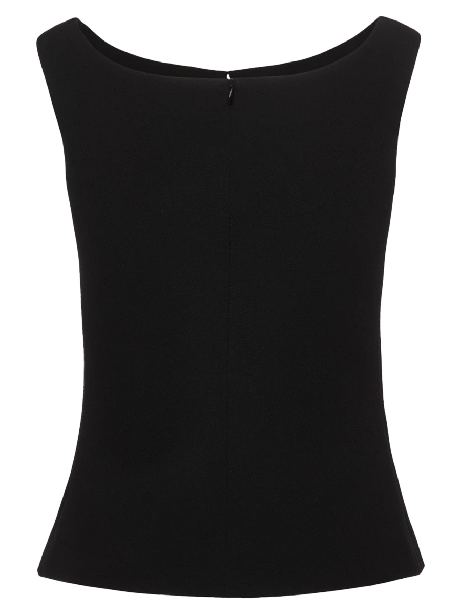 Magda Butrym Fitted Flower Detail Boat-Neck Top Zwart