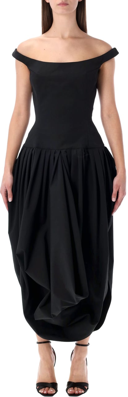 Magda Butrym Off Shoulder Corset Long Dress Nero Zwart