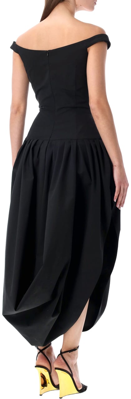 Magda Butrym Off Shoulder Corset Long Dress Nero Zwart