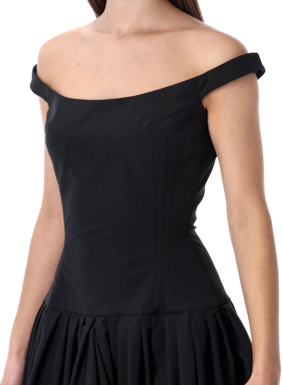 Magda Butrym Off Shoulder Corset Long Dress Nero Zwart