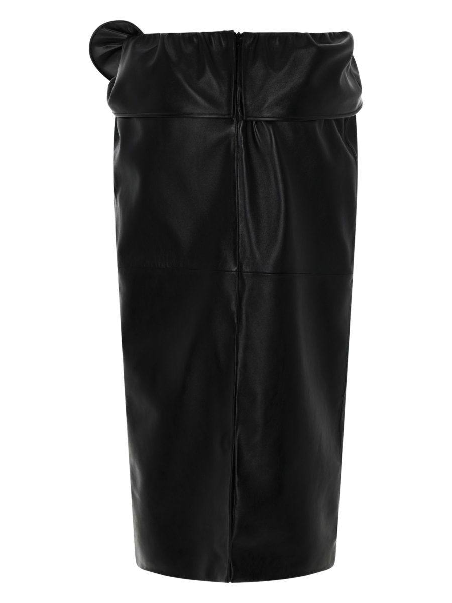 Magda Butrym Black Fitted Sheep Leather Midi Skirt Zwart