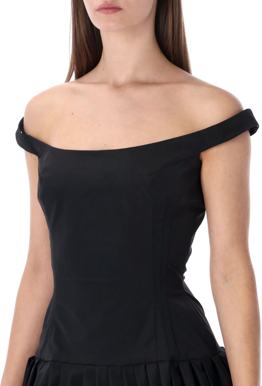 Magda Butrym Off Shoulder Corset Mini Dress Nero Zwart