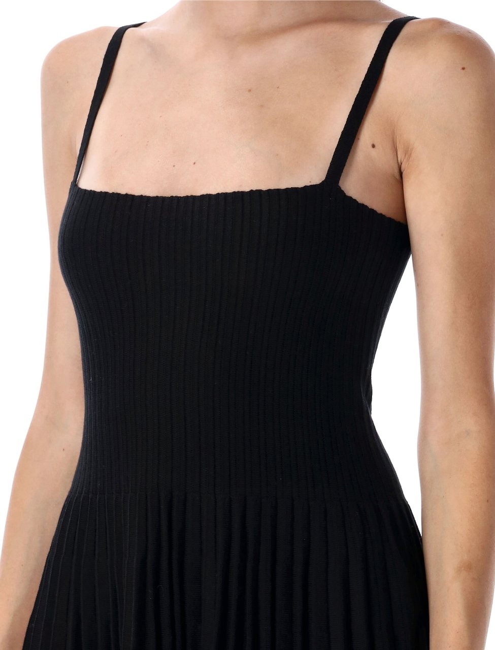 Magda Butrym Mini Dress Knit Pleated Skirt Nero Zwart