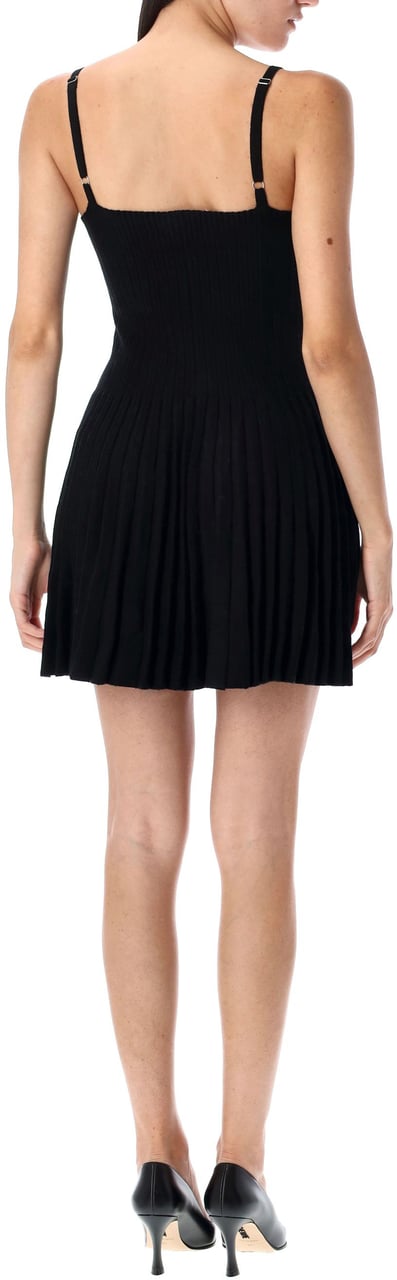 Magda Butrym Mini Dress Knit Pleated Skirt Nero Zwart