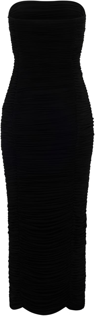 Magda Butrym Midi dress without straps with drapes Zwart