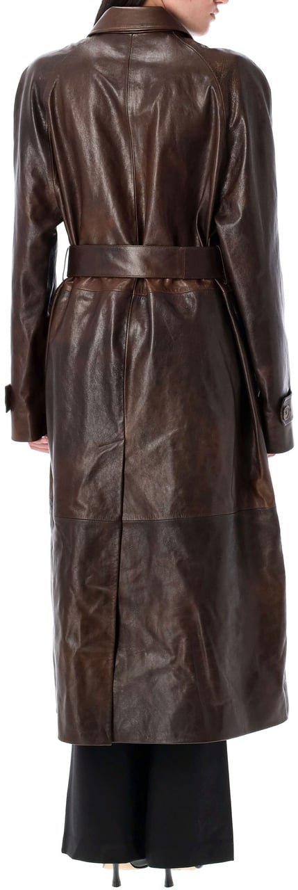 Magda Butrym Leather Trench Marrone Bruin