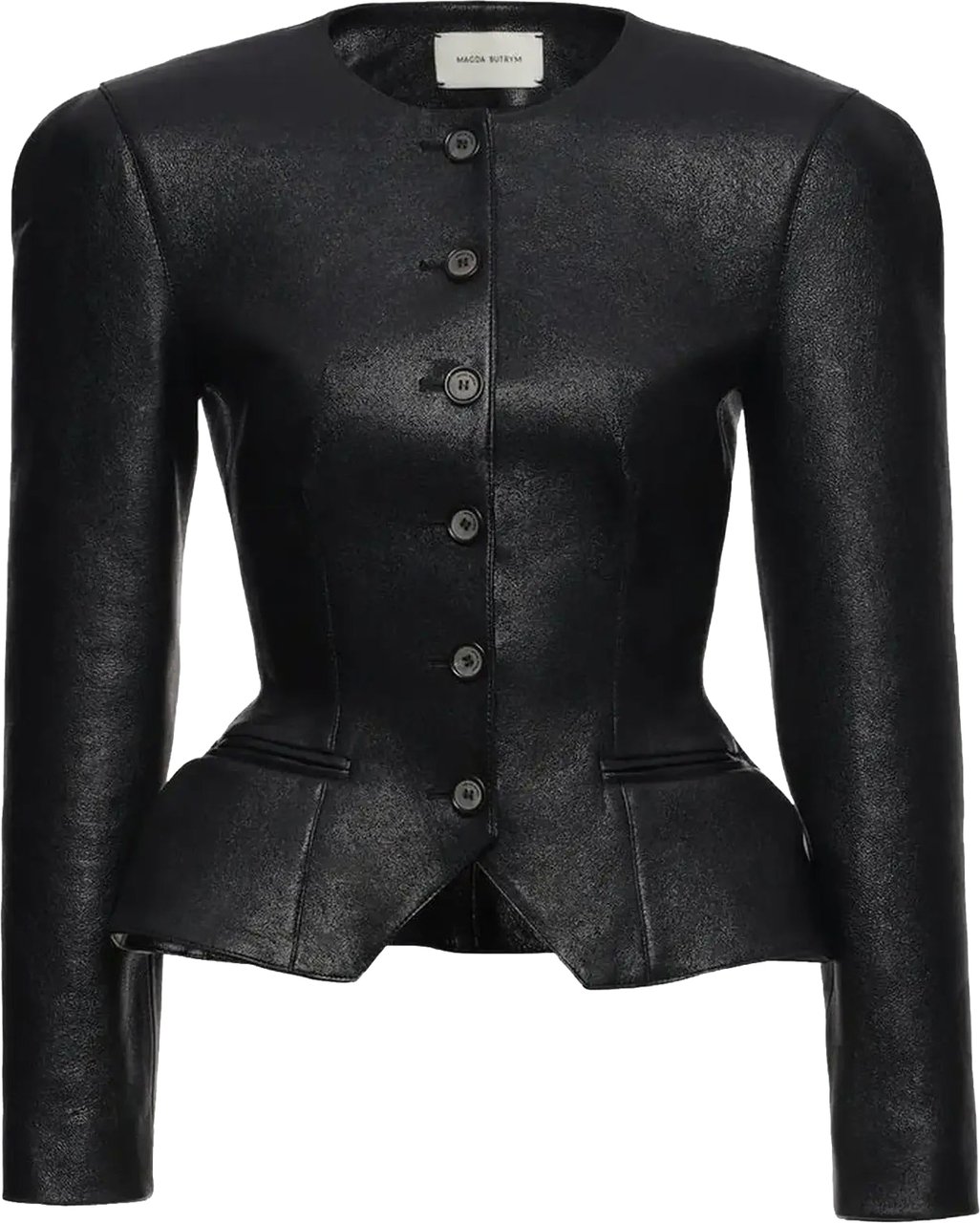 Magda Butrym Leather 24 Blazer Black Zwart