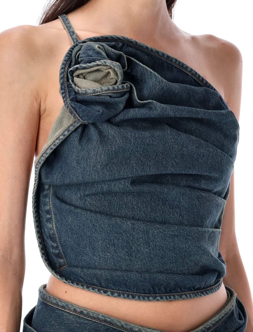 Magda Butrym Top Rose Denim Vintage Blue Blauw