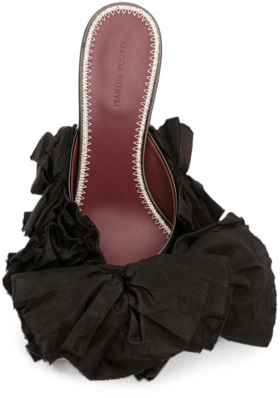 Magda Butrym Mules Brown Satin With Taffeta Flowers Bruin