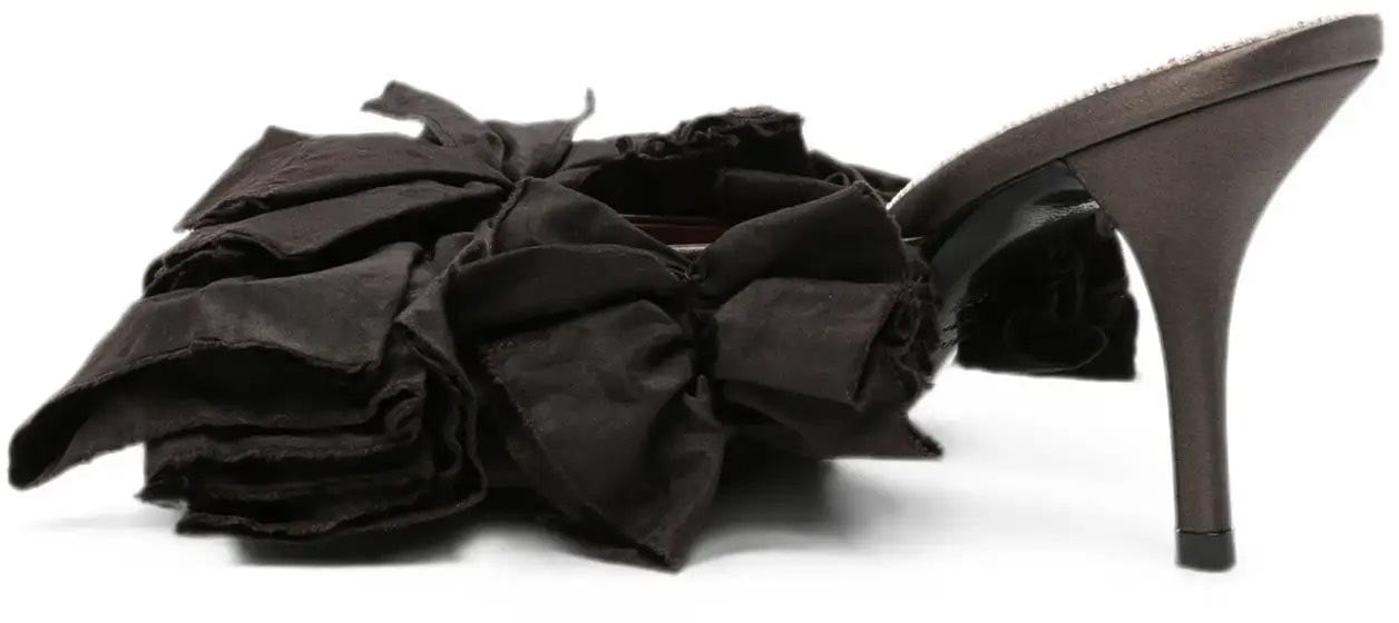Magda Butrym Mules Brown Satin With Taffeta Flowers Bruin