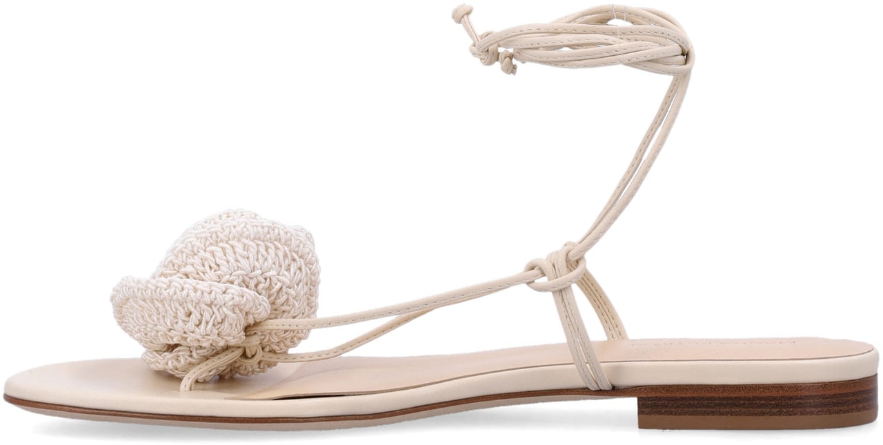 Magda Butrym Flat Sandal Roses Crochet Bianco Wit