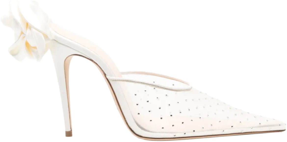 Magda Butrym Heel Mules Crystals Cream Wit