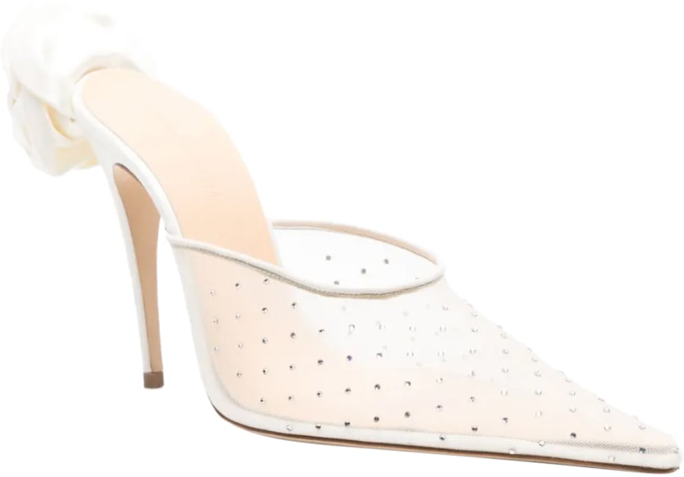 Magda Butrym Heel Mules Crystals Cream Wit