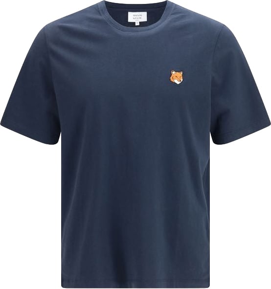 Maison Kitsuné Maison Kitsuné Blue Cotton T-Shirt Blauw