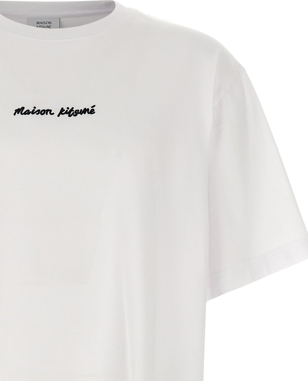 Maison Kitsuné White Cotton T-Shirt Zwart