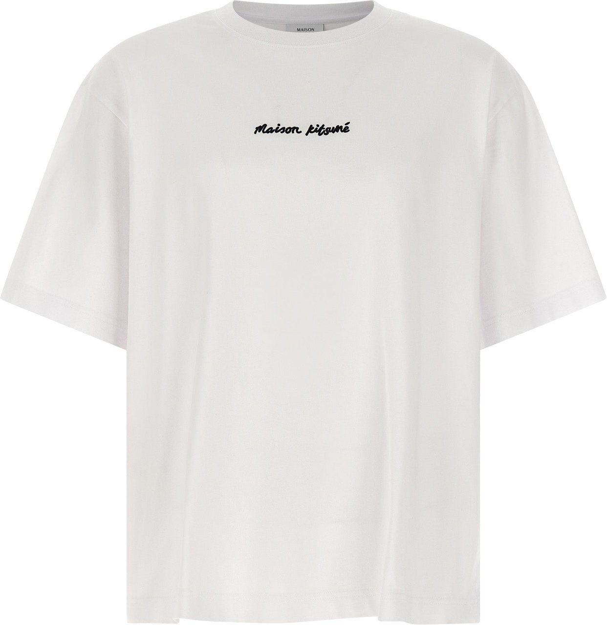 Maison Kitsuné White Cotton T-Shirt Zwart