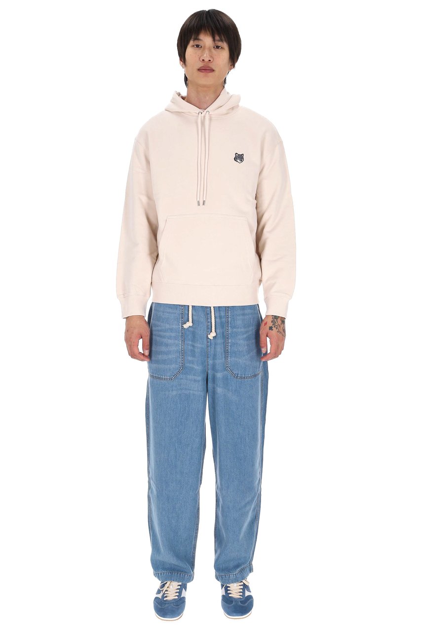 Maison Kitsuné Grey Fox Head Regular Fit Cotton Hoodie Neutraal