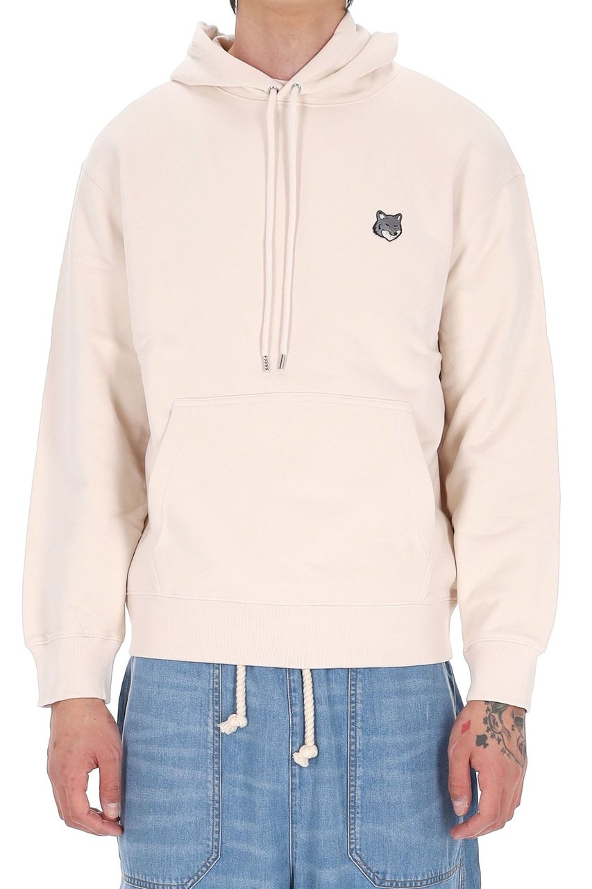 Maison Kitsuné Grey Fox Head Regular Fit Cotton Hoodie Neutraal