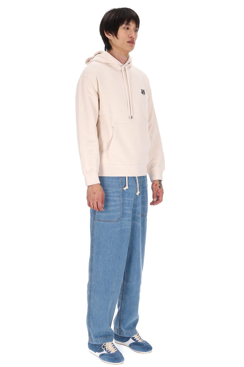 Maison Kitsuné Grey Fox Head Regular Fit Cotton Hoodie Neutraal