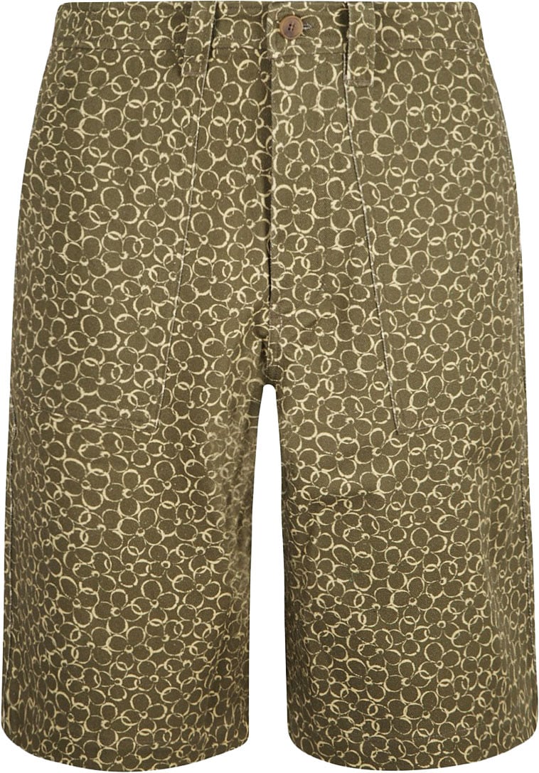Maison Kitsuné Classic Cut Shorts With All-Over Circular Pattern Bruin