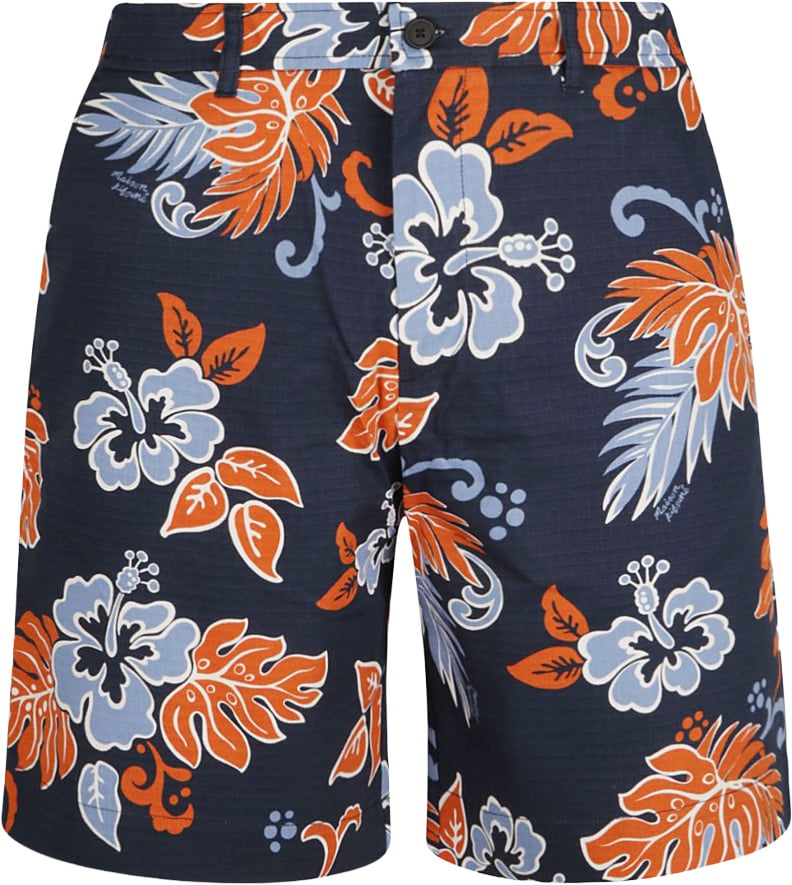 Maison Kitsuné Casual Tropical Floral Shorts Zwart