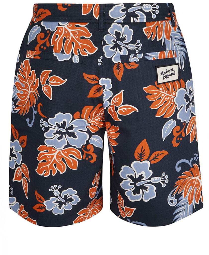 Maison Kitsuné Casual Tropical Floral Shorts Zwart