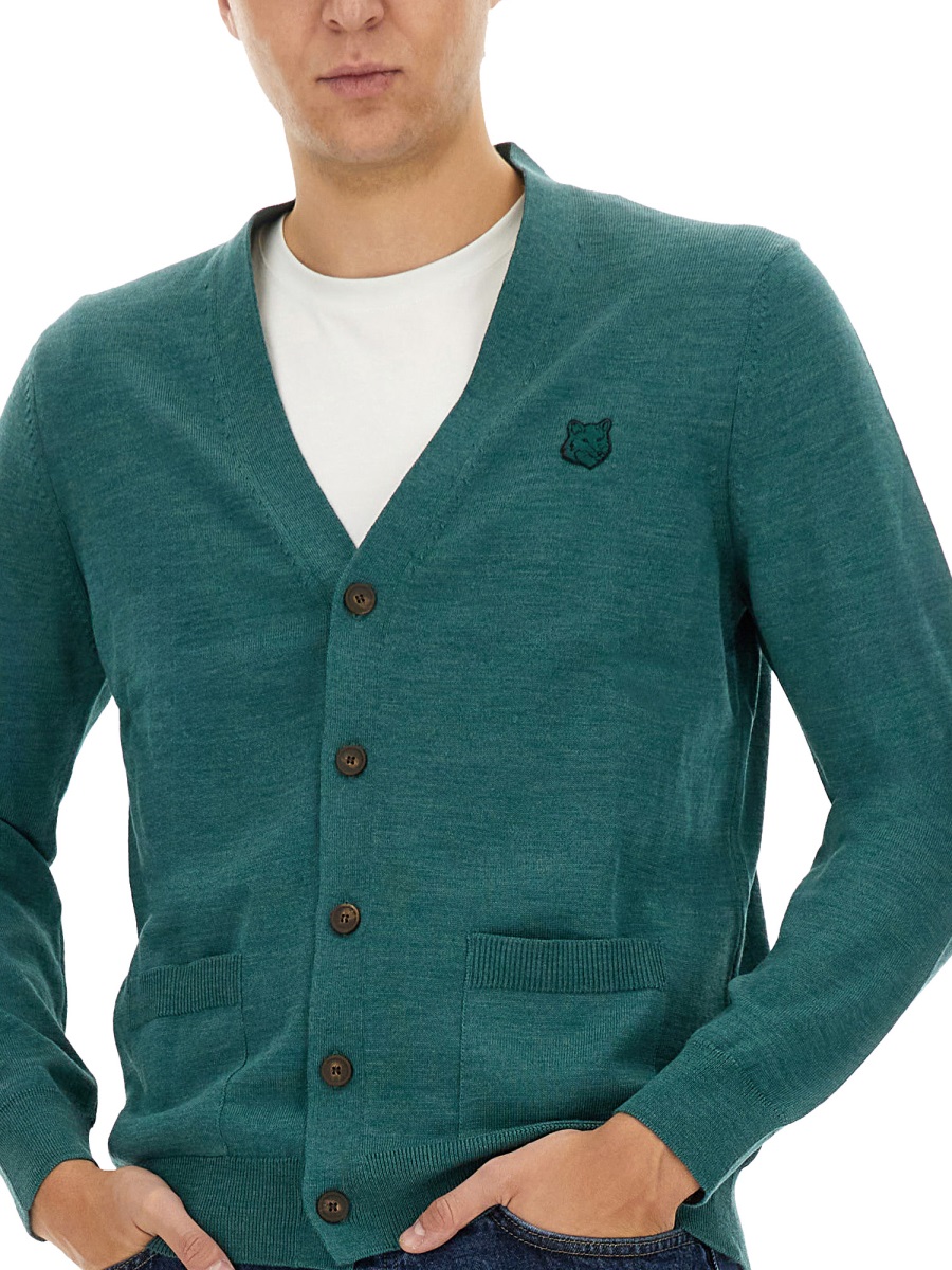 Maison Kitsuné "REGULAR BOLD FOX HEAD PATCH" CARDIGAN Groen