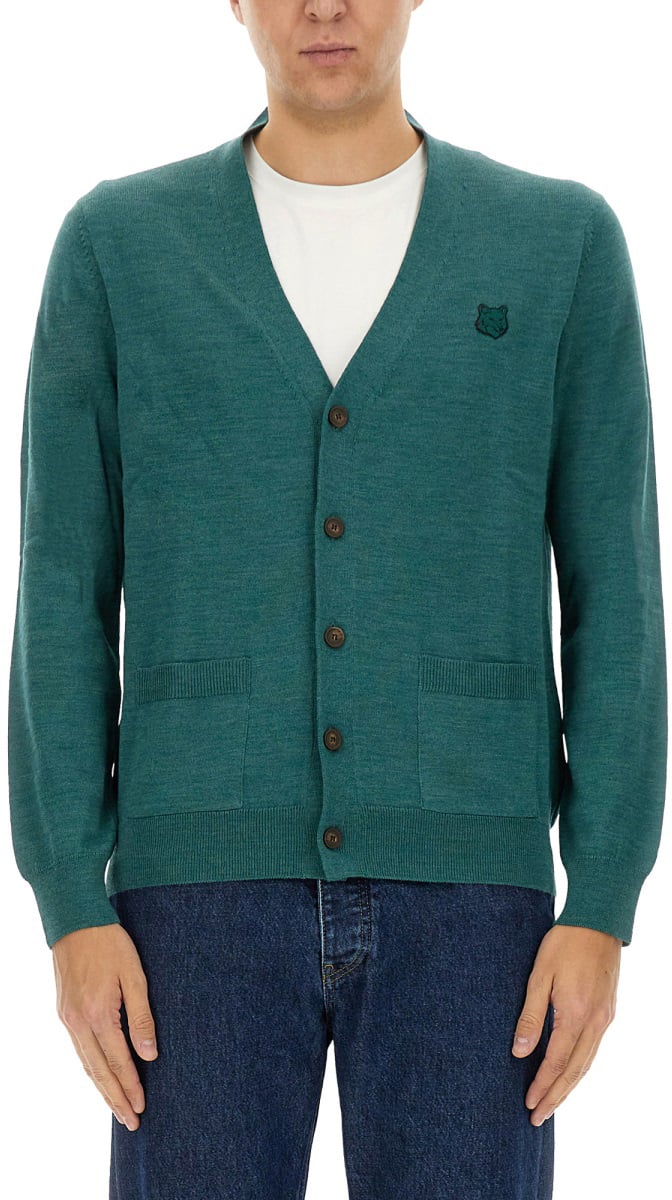 Maison Kitsuné "REGULAR BOLD FOX HEAD PATCH" CARDIGAN Groen