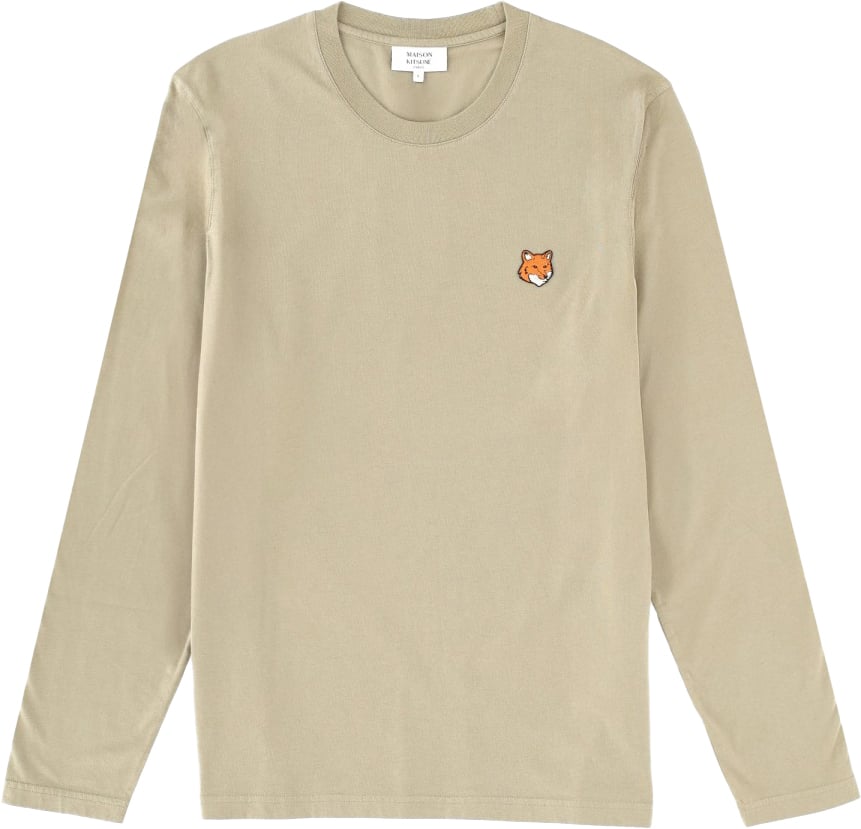 Maison Kitsuné LONG SLEEVE "FOX HEAD" T-SHIRT Groen