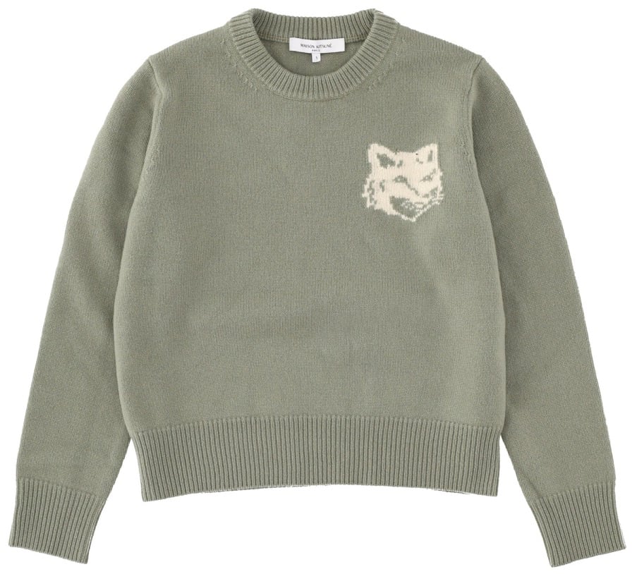 Maison Kitsuné "FOX HEAD" SWEATER Groen