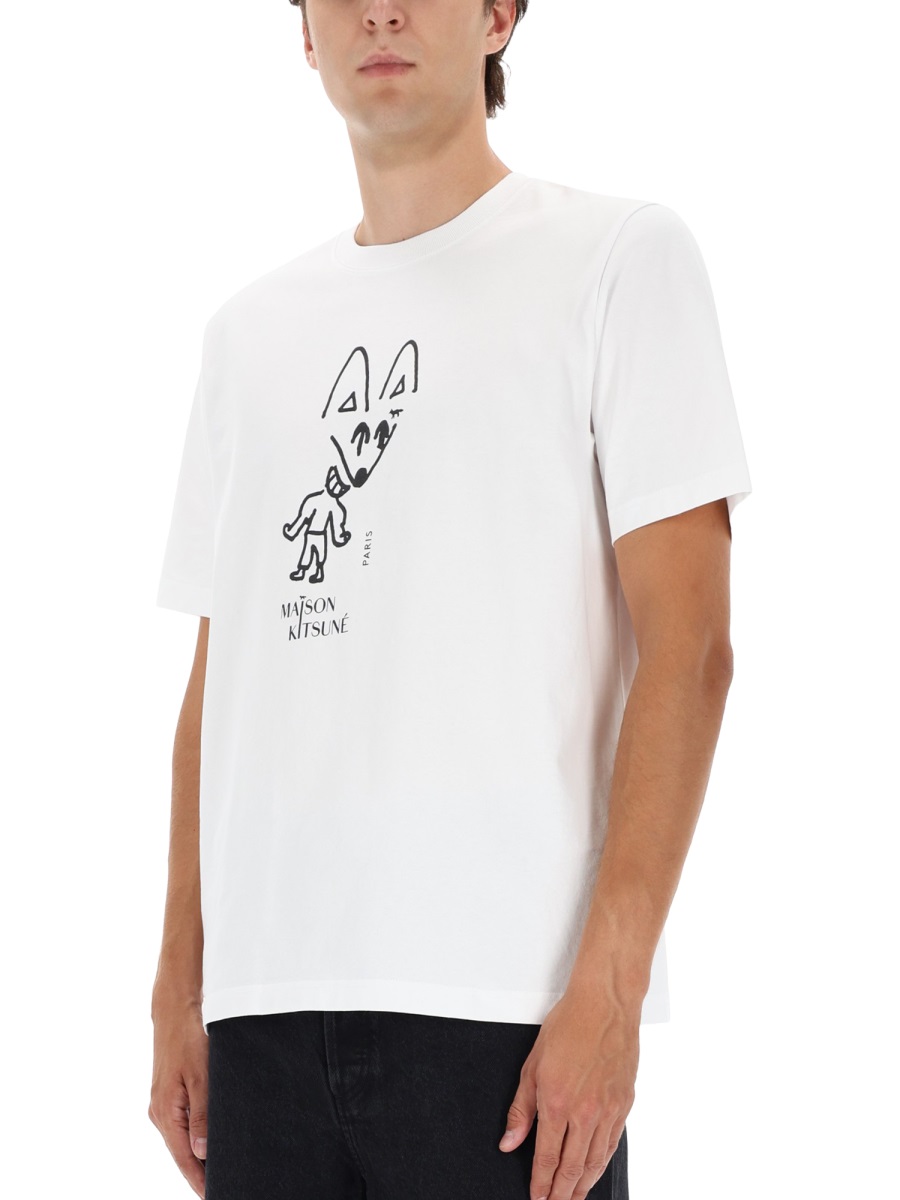 Maison Kitsuné "PARTY FOX COMFORT" T-SHIRT Wit
