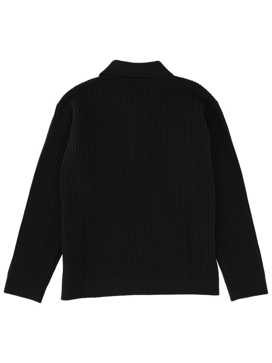 Maison Kitsuné LONG-SLEEVED POLO SHIRT Zwart
