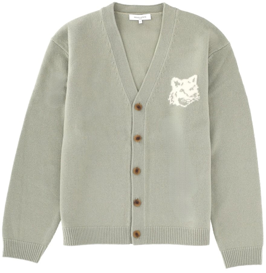 Maison Kitsuné "FOX HEAD" CARDIGAN Groen