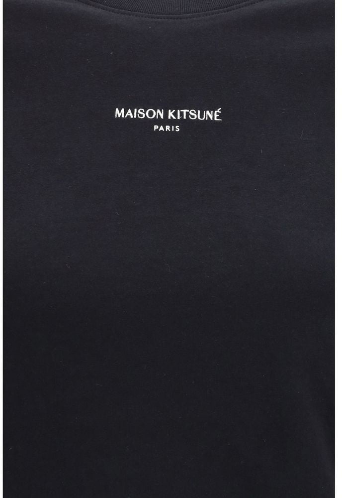 Maison Kitsuné Maison Kitsuné Black Cotton T-Shirt Zwart