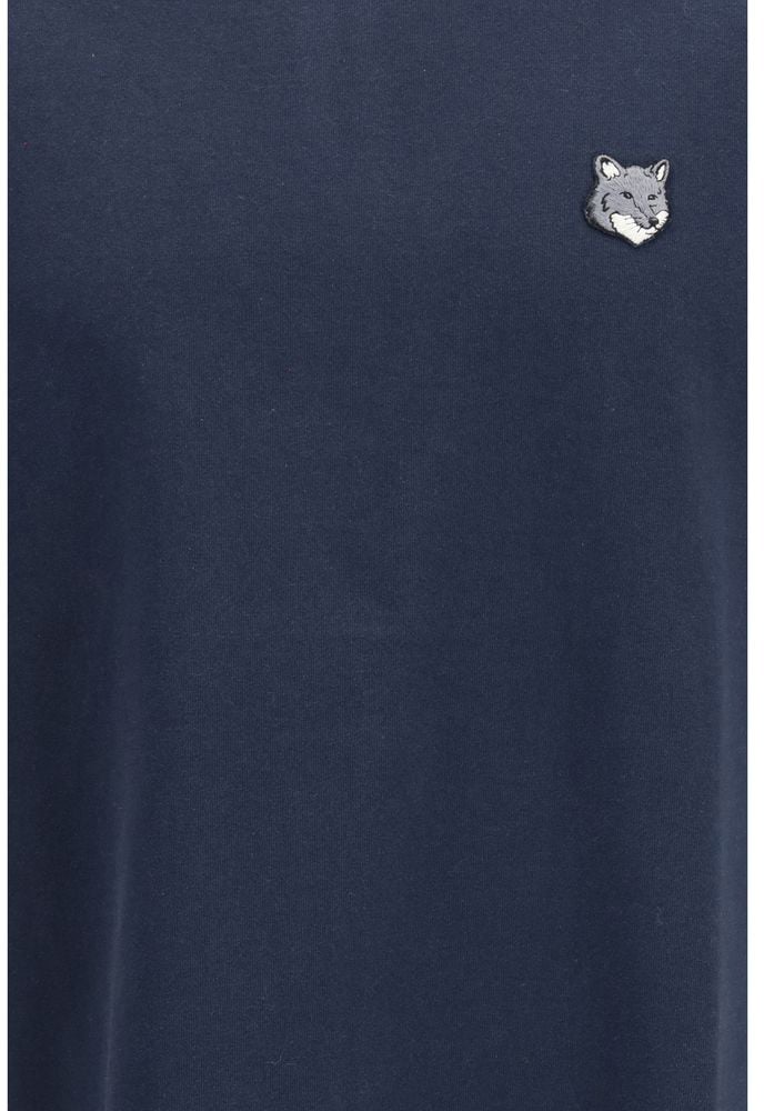 Maison Kitsuné Maison Kitsuné Blue Cotton T-Shirt Blauw