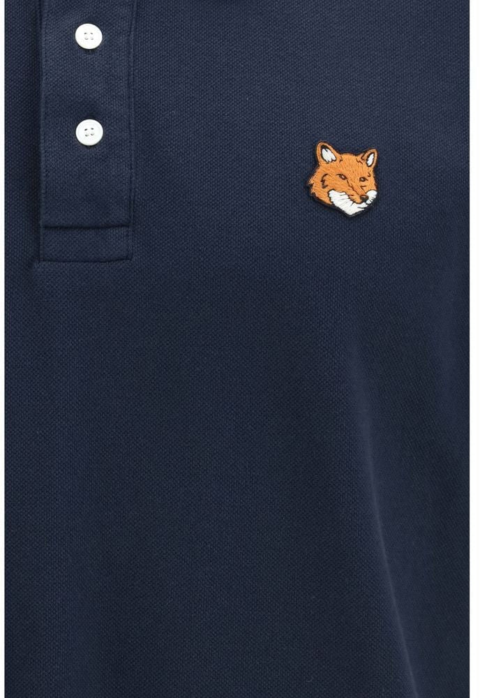 Maison Kitsuné Blue Cotton Polo Shirt Blauw