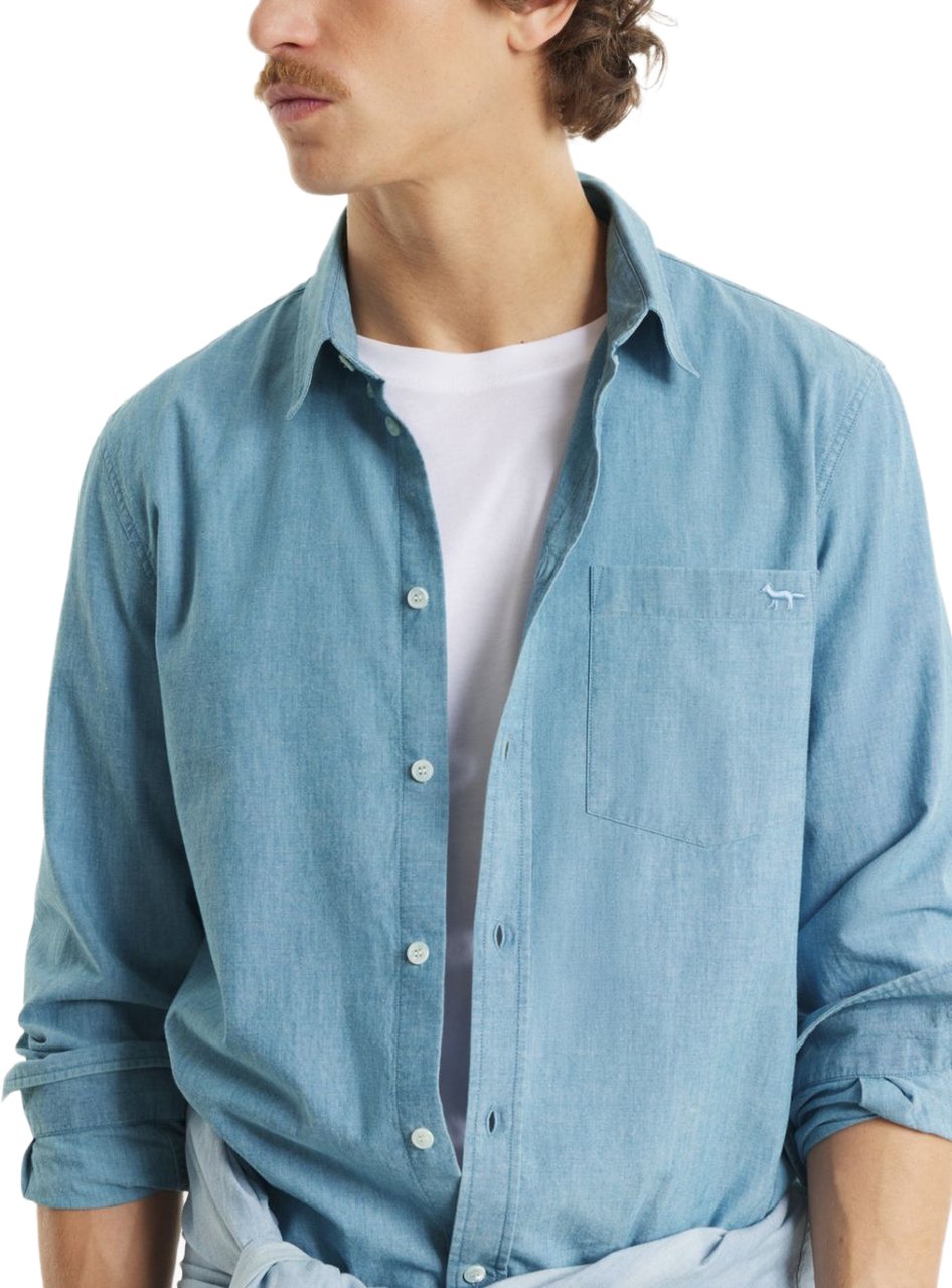Maison Kitsuné Maison Kitsune' Shirts Light Blue Lichtblauw