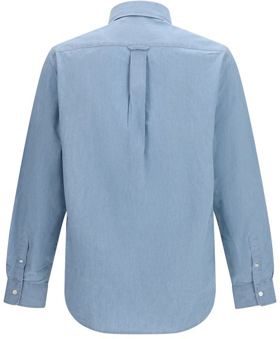 Maison Kitsuné Maison Kitsuné Blue Cotton Shirt Blauw