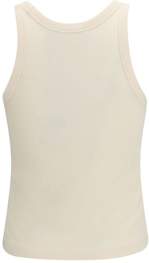 Maison Kitsuné Maison Kitsuné Beige Cotton Sleeveles T-Shirt Beige