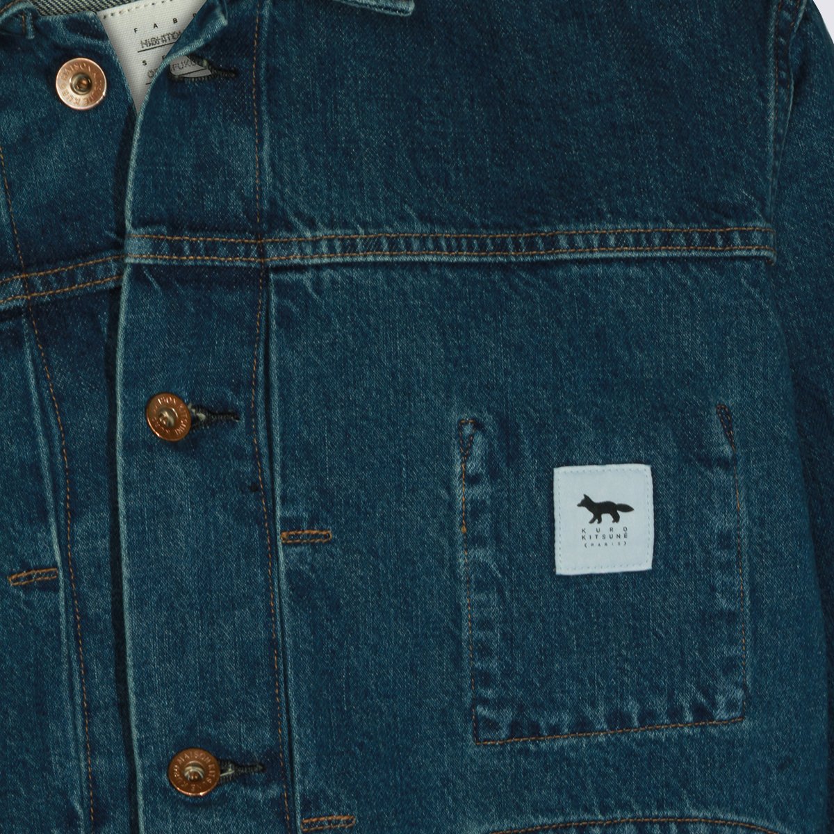 Maison Kitsuné Classic Denim Jacket With Structured Collar And Vintage Wash Blauw