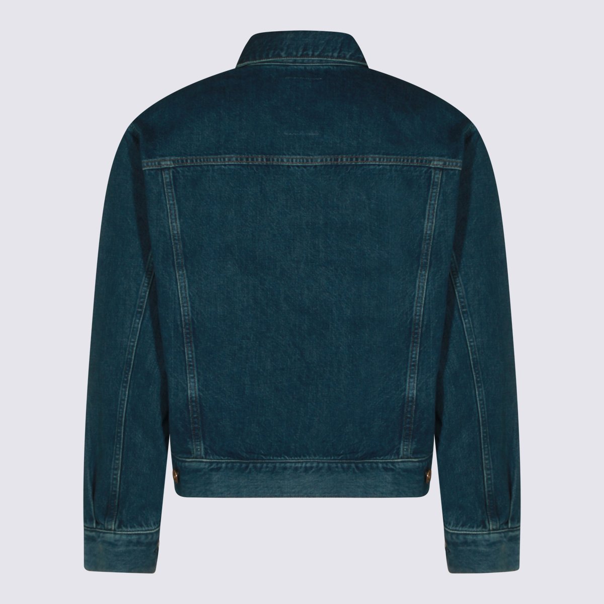 Maison Kitsuné Classic Denim Jacket With Structured Collar And Vintage Wash Blauw