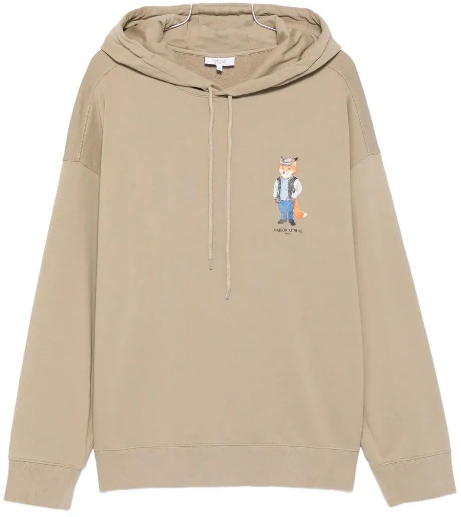 Maison Kitsuné hoodie en coton a imprime fox Groen