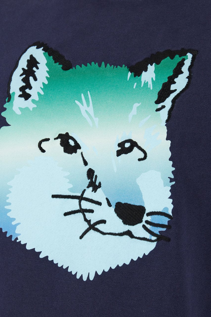 Maison Kitsuné Maison Kitsuné Navy blue cotton sweatshirt Blauw
