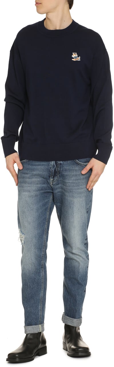 Maison Kitsuné Crew-neck wool sweater Navy