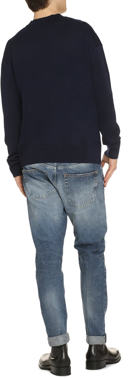 Maison Kitsuné Crew-neck wool sweater Navy