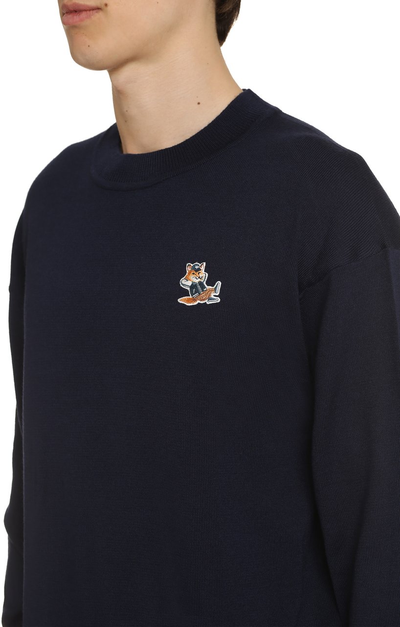 Maison Kitsuné Crew-neck wool sweater Navy