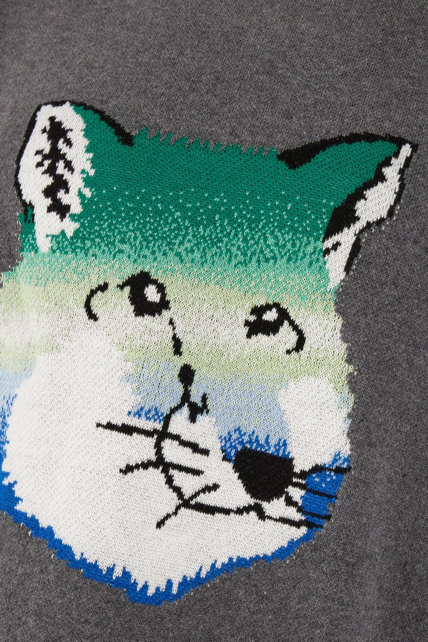 Maison Kitsuné Maison Kitsuné Melange grey cotton sweater Grijs
