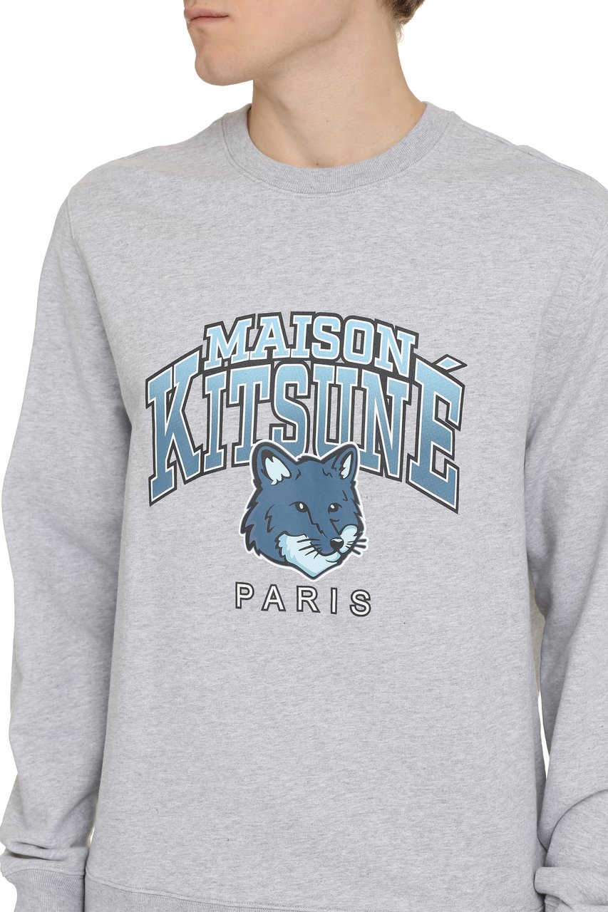 Maison Kitsuné Campus Fox printed cotton sweatshirt Grijs
