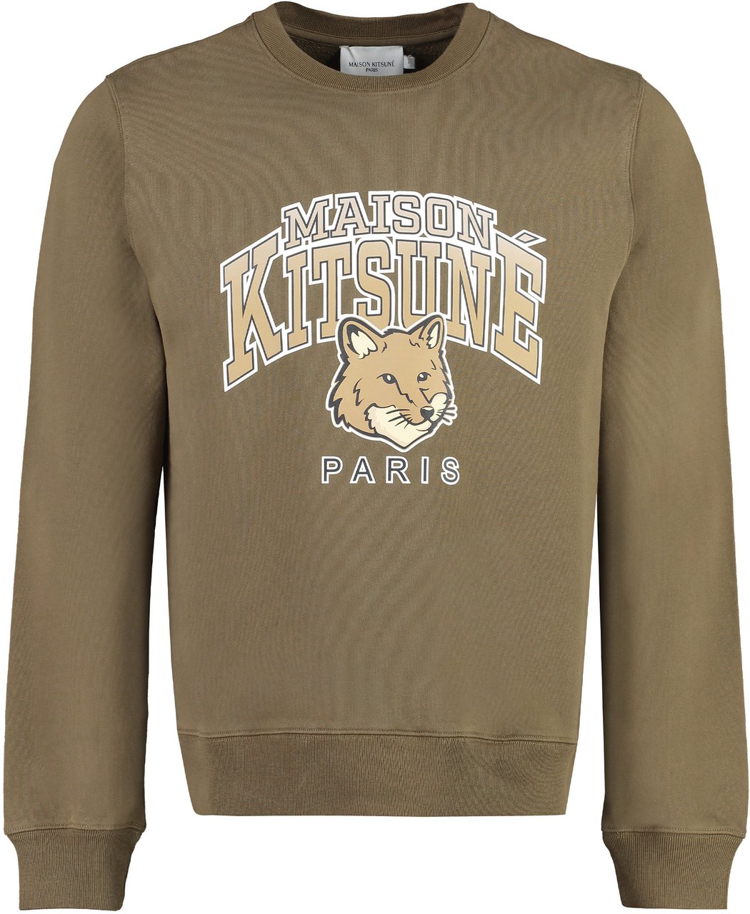 Maison Kitsuné Campus Fox printed cotton sweatshirt Groen